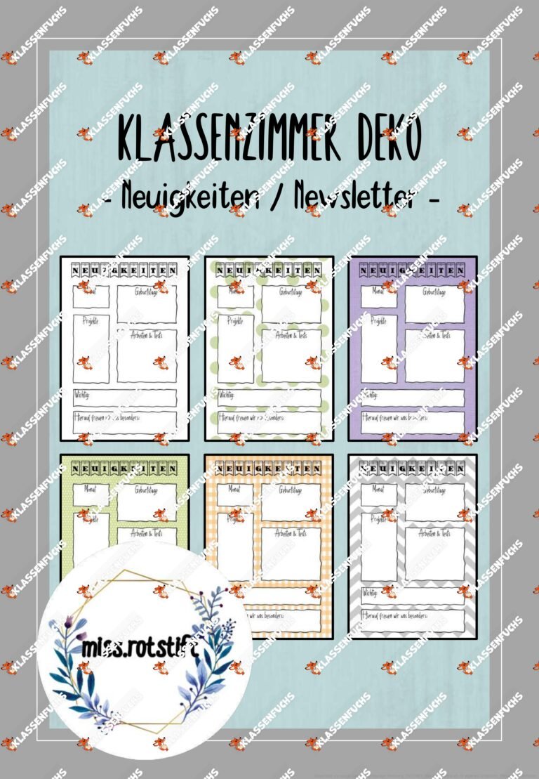 Neuigkeiten – Newsletter – Klasseninfos – Klassenraum Dekoration